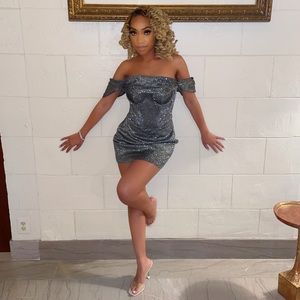 Silver dress from House of CB. Size 6.